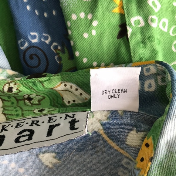 Y2K Keren Hart blue green yellow button down lightweight jean jacket size M - Picture 13 of 13